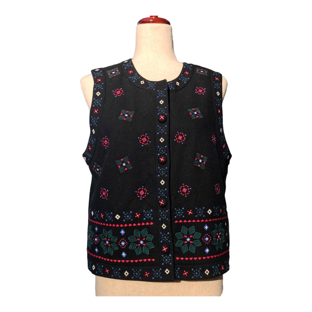 Talbots Embroidered Winter Holiday Vest
